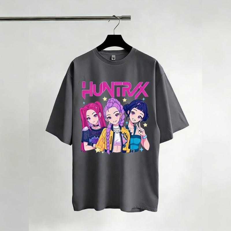 KPop Охотники на демонов Графические футболки Детская уличная одежда Футболка с коротким рукавом Летние Y2k Повседневные топы Мода 2026 Футболка из фильма Унисекс