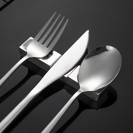 Chopstick Rest Groove Design Mirror Polished Fork Holder Easy to Clean Cutlery Rest Stainless Steel Chinese Style Dinner Spoon Stand Dining Room