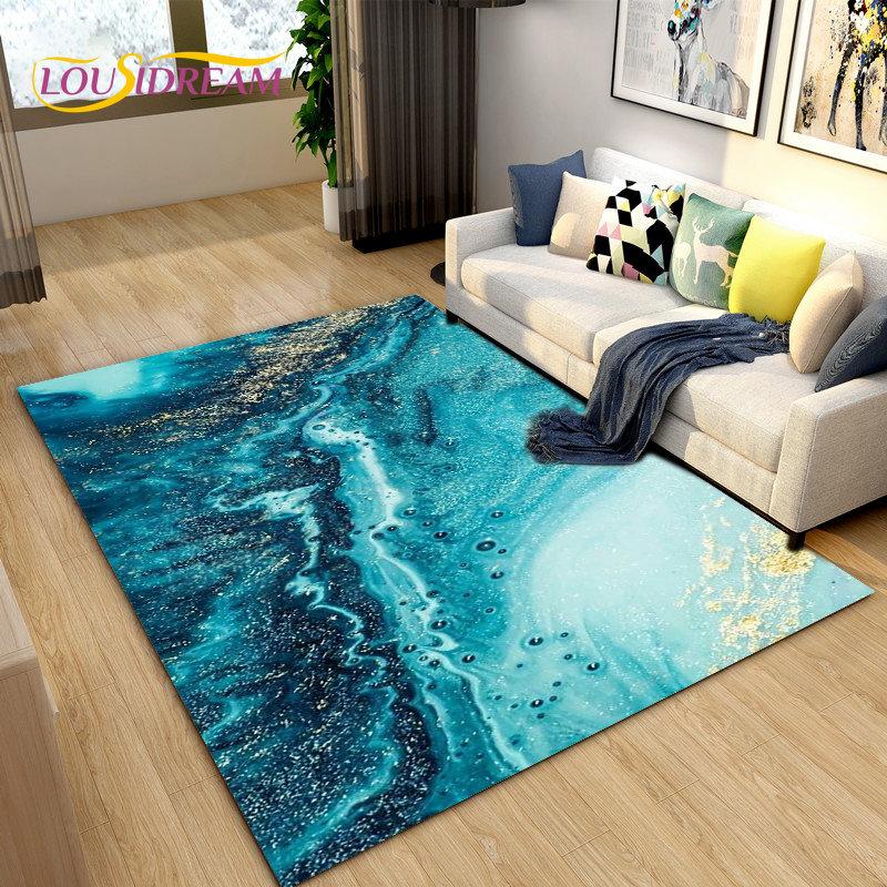 Скандинавский черный цвет, золотой мраморный коврик, большой, ковер для гостиной, спальни, дивана, коврик для украшения, детский нескользящий напольный коврик