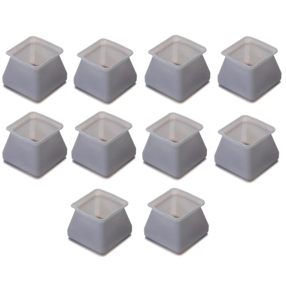10Pcs Square/Round Silicone Chair Leg Caps Floor Protectors Feet Pads Mute Solid Table Leg Cover Anti-slip Pad 1.8/2.8/2.5cm
