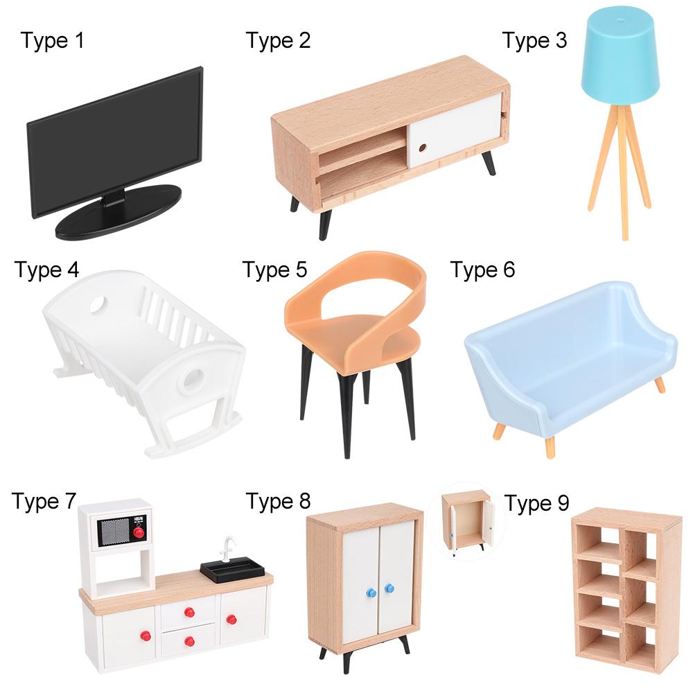Аксессуары Сцена Модель Мини Мебель Диван-кровать Шкаф ТВ-тумба Кукольный домик Миниатюрная мебель