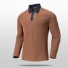 New Autumn and Winter Polo Shirt Men's Waffle Fleece Patchwork Long Sleeved Versatile Casual Collar Pullover