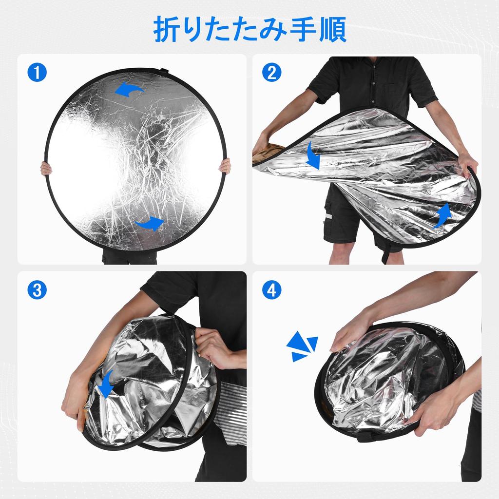 Selens Photography Диаметр большой круглый студийный дополнительный переносной футляр в комплекте Отражатель, складной, 60 см, Отражатель, Отражатель, серебристый/белый,