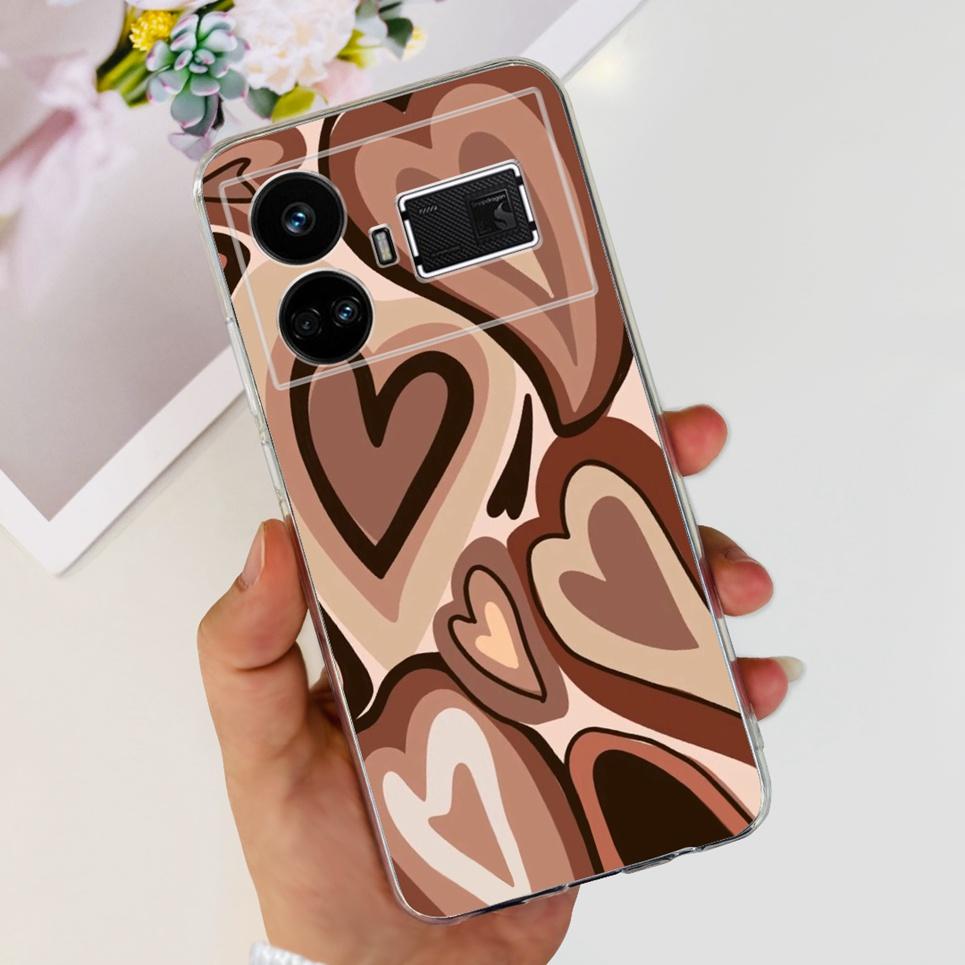 For Realme GT5 Case Clear Silicone Soft TPU Cover For OPPO Realme GT 5 RealmeGT5 Cases Flower Marble Jelly Bumper Coques