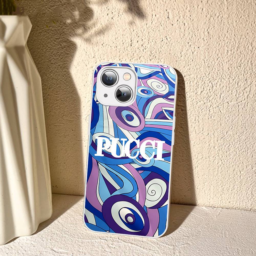 Логотип E-Emilio Pucci Для IPhone 14 13 12 Mini 11 Pro XS Max X XR 14 Plus Закаленное Стекло Чехол