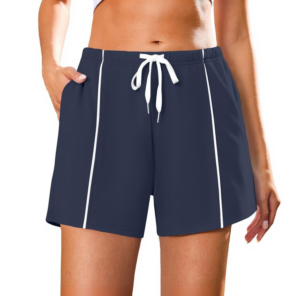 Женские летние повседневные спортивные шорты с высокой талией и кулиской