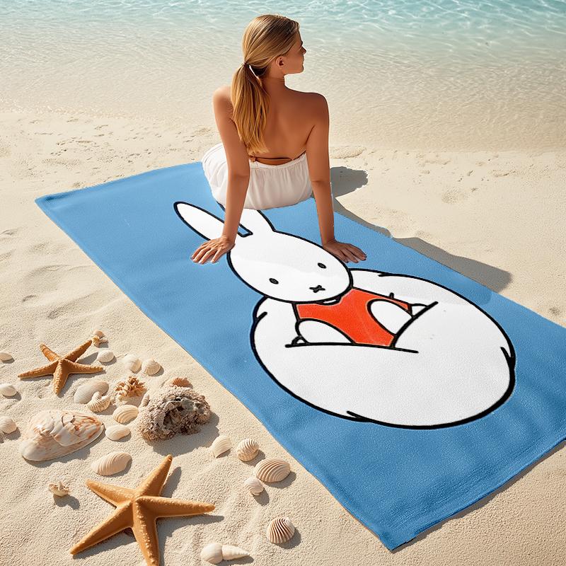 1pc Miffy4 Beach Towel, Comfortable and Thick, and Swimming/Bath/Picnic/Camping Towel, Suitable for Seaside Beaches