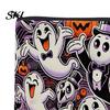Portable Storage Bag Halloween Bag, with Colorful Cartoon Ghost Print, Durable Canvas Pouch Makeup Zipper Large Capacity Lightweight Travel