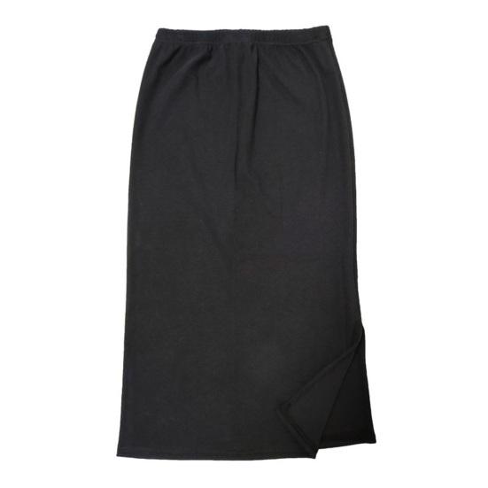 Women Midi Skirt Mid-rise Back Split Design Solid Color Knitting Skirt Hip Wrapped Office Lady Skirt