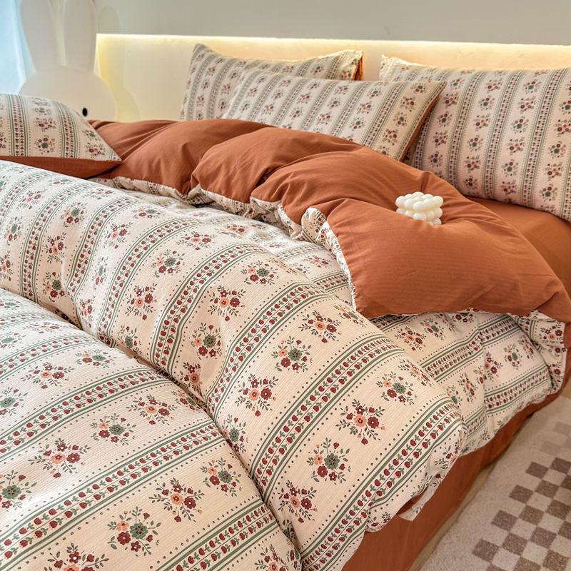 Комплект из четырех предметов из бамбукового хлопка класса А, двухслойной мягкой цветочной марли для мам и малышей - Включает комплект из трех предметов для студенческого общежития