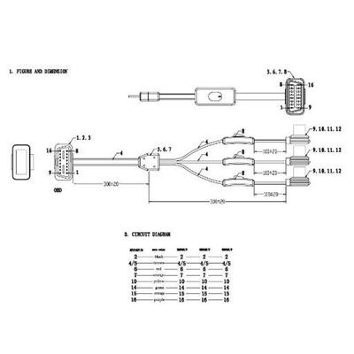 Диагностический инструмент Smart Car, адаптер, сканер OBD 2, удлинитель-разветвитель 1-3 с тремя портами для открытых переключателей и кабелей