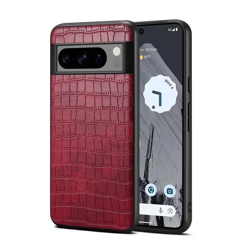 EUCAGR Роскошный кожаный чехол для телефона с узором под крокодила для Google Pixel 10 Pro XL 9 8 7 6 Pro Задняя крышка для Google Pixel 8A 7A 6A