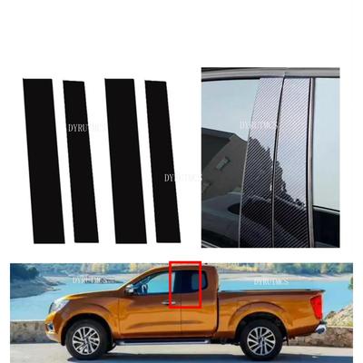 Car Door Window BC Pillar Post Cover Trim Sticker Fit For Nissan Navara Frontier NP300 Crew Cab 2018-2021 Glossy Black