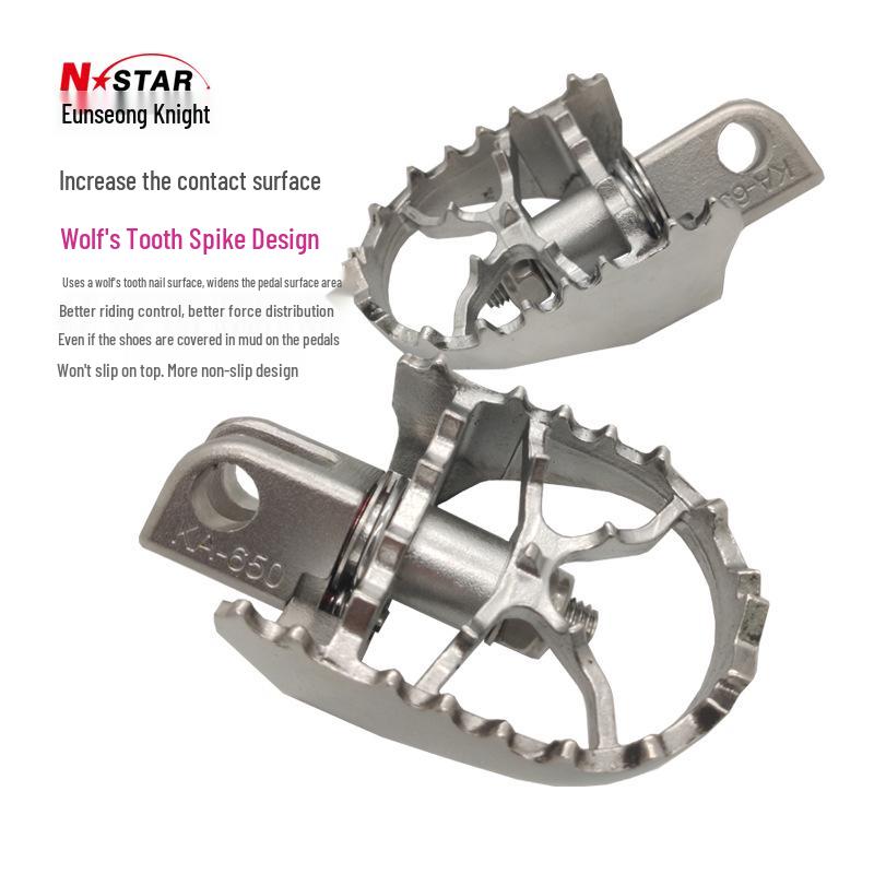 Поворотные подножки N-STAR Beast 650 из нержавеющей стали - Широкая поверхность с шипами для мотоциклов