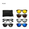 6 In 1 Spectacle Frame Men Women With 5 Pcs Clip On Polarized Sunglasses Magnetic Glasses Male Computer Optical 2201