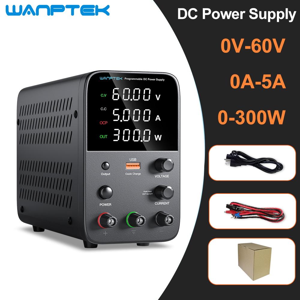 Wanptek Adjustable DC Power Supply 30V 10A 5A Lab Bench Power Source Stabilized Power Supply Voltage Regulator Switch 120V 60V5A