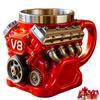 Retro V8 Engines Stainless Steel Cup with Handle Insulation Car Mug Gifts for Men and Boys