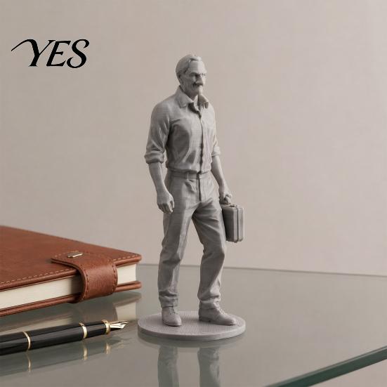 Burr-free Smooth Lines Model Desk Businessman Statue, 3D Printed Office Decor for Men, Space Saving Executive Figurine with Briefcase, Motivational