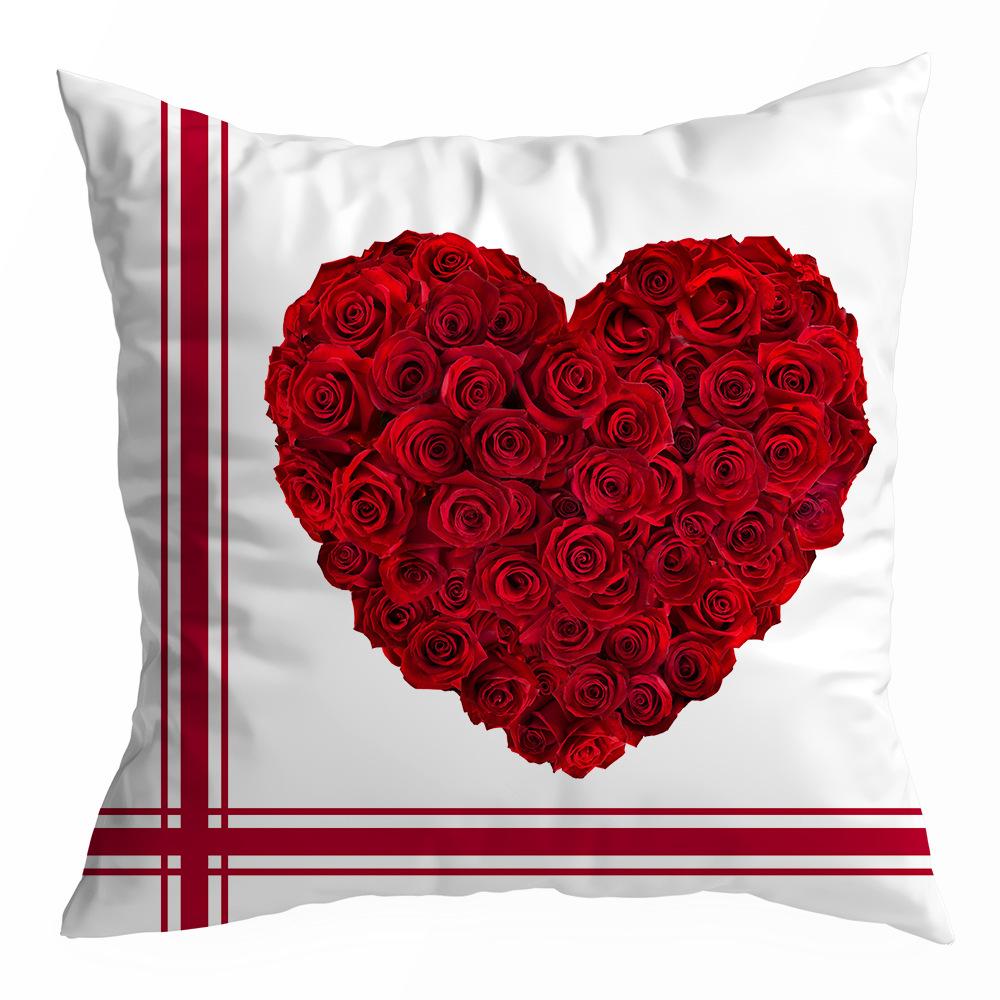 Наволочка на День святого Валентина, Бархат "персиковая кожа", Принт "сердце", Домашний текстиль, Наволочка на диванную подушку, Подушка для поясницы и спины в машину