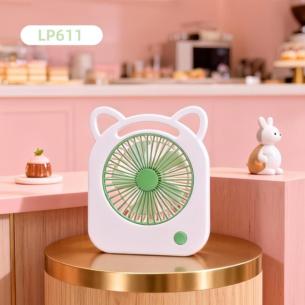USB Rechargeable Puppy-Themed Fan, 3-Speed Adjustable, Ideal for Desktop and Bedside Use