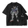 Новая футболка ACID WASH SUIT Gundam с принтом Мужская и женская Стиранная футболка Высококачественная Винтажная хлопковая футболка
