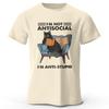 I Am Not Anti Social Cat Print T-Shirt Men's Summer 100% Cotton Oversized Funny T-Shirt Men's Women's Summer Short Sleeves