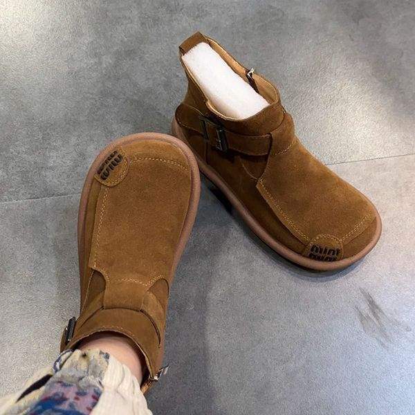 Зимние ботинки 2025 осень новые матовые из натуральной мягкой кожи ботинки Мартин большая голова уродливые милые повседневные на плоской подошве