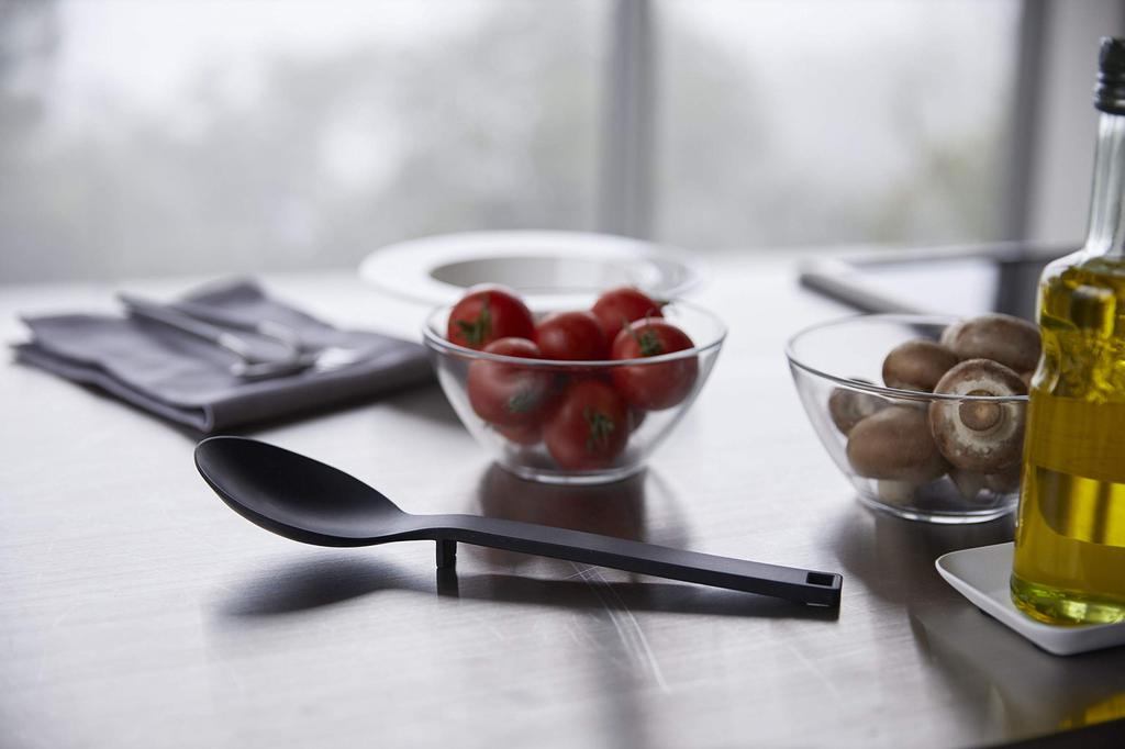 Yamazaki Jitsugyo Silicone Cooking Spoon Black W7 X D3 X H26cm Tower with Measuring Memory Heat Resistant 4273 Approx.