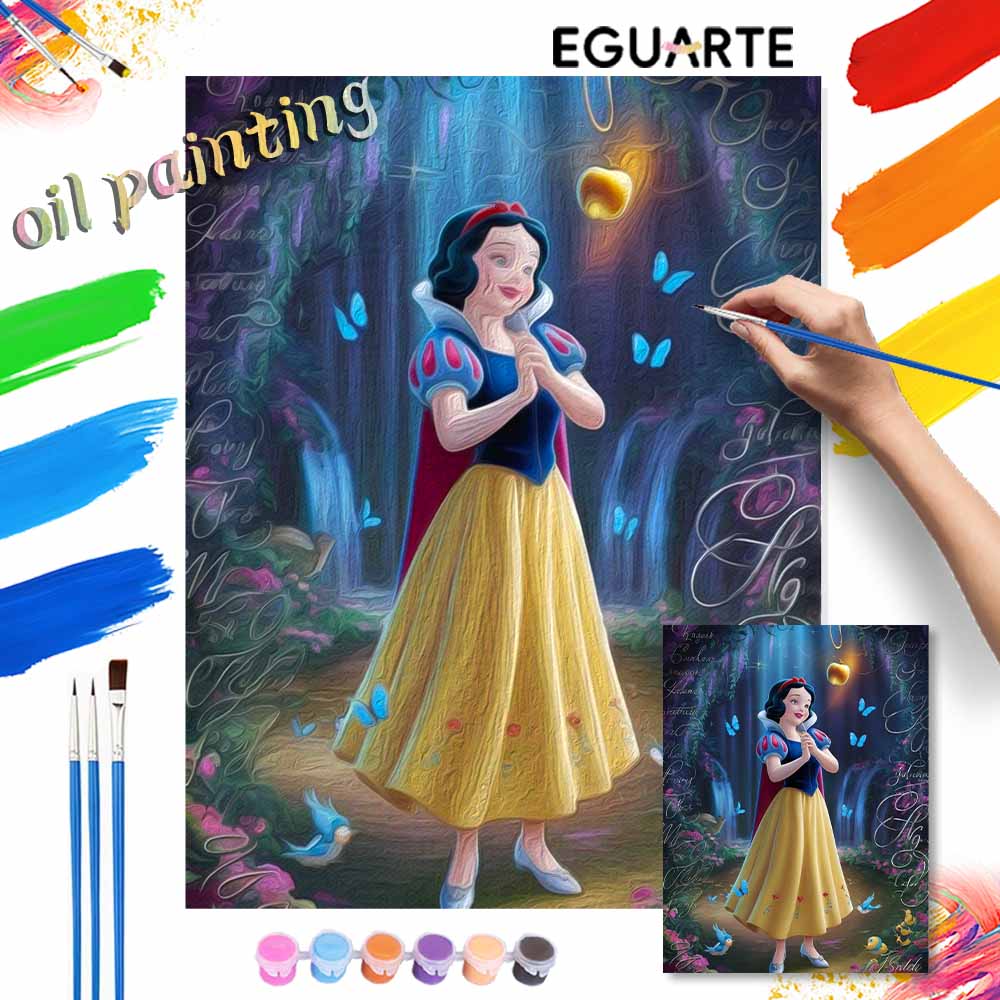 Disney Snow White DIY Oil Painting Art Painting Kit Home Wall Decor Handmade Gift Beautiful Princess Wall Art Canvas Room Decor Gift