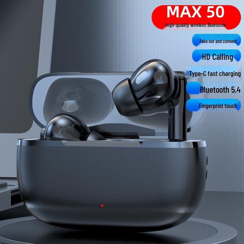 Bluetooth-наушники MAX50 из цинкового сплава с двойным шумоподавлением и сенсорным управлением по отпечатку пальца - Высококачественные беспроводные наушники.