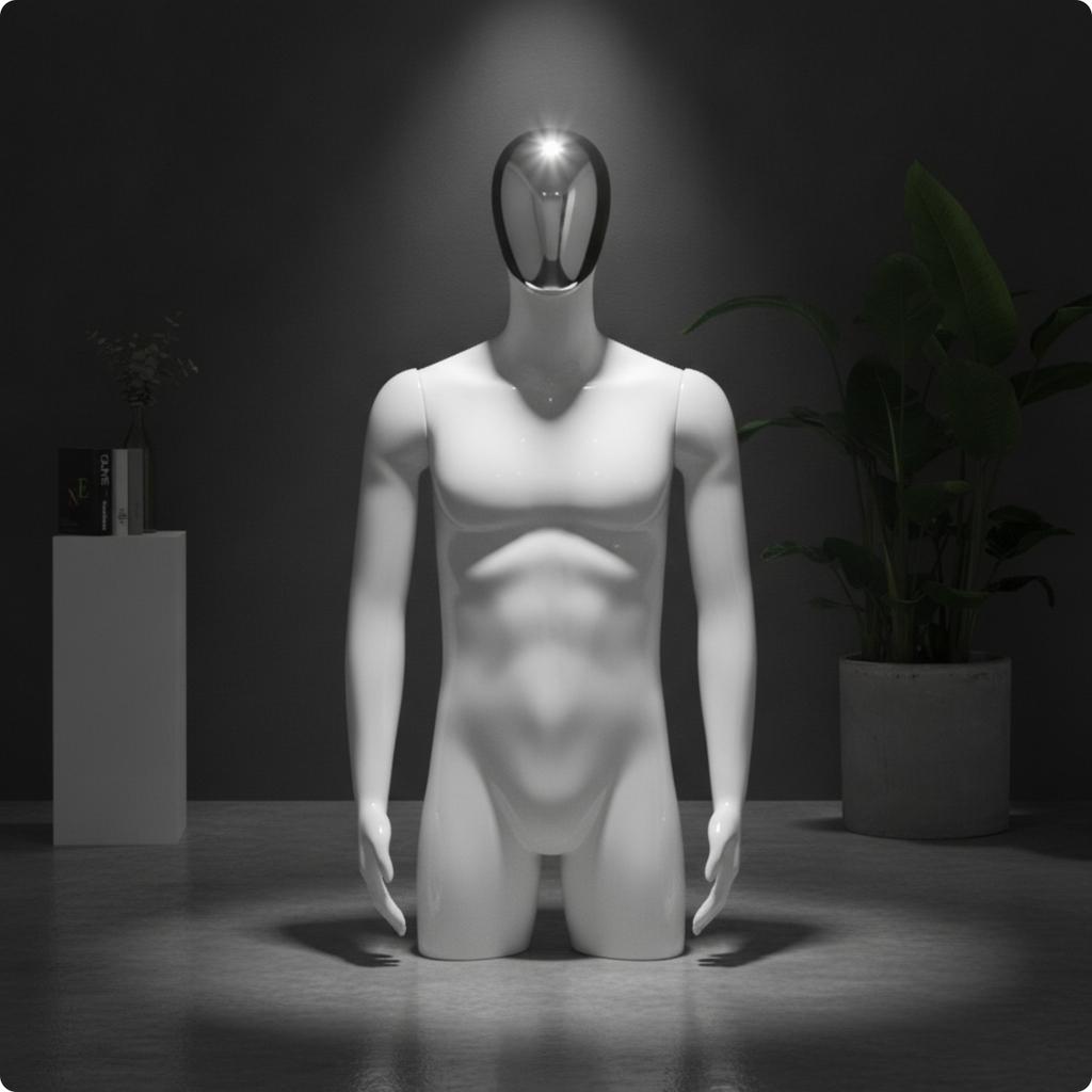 Male Mannequin with Arms Realistic Half-Body Mannequin Display Form Stable Long-Lasting for Retailers, Product Photography