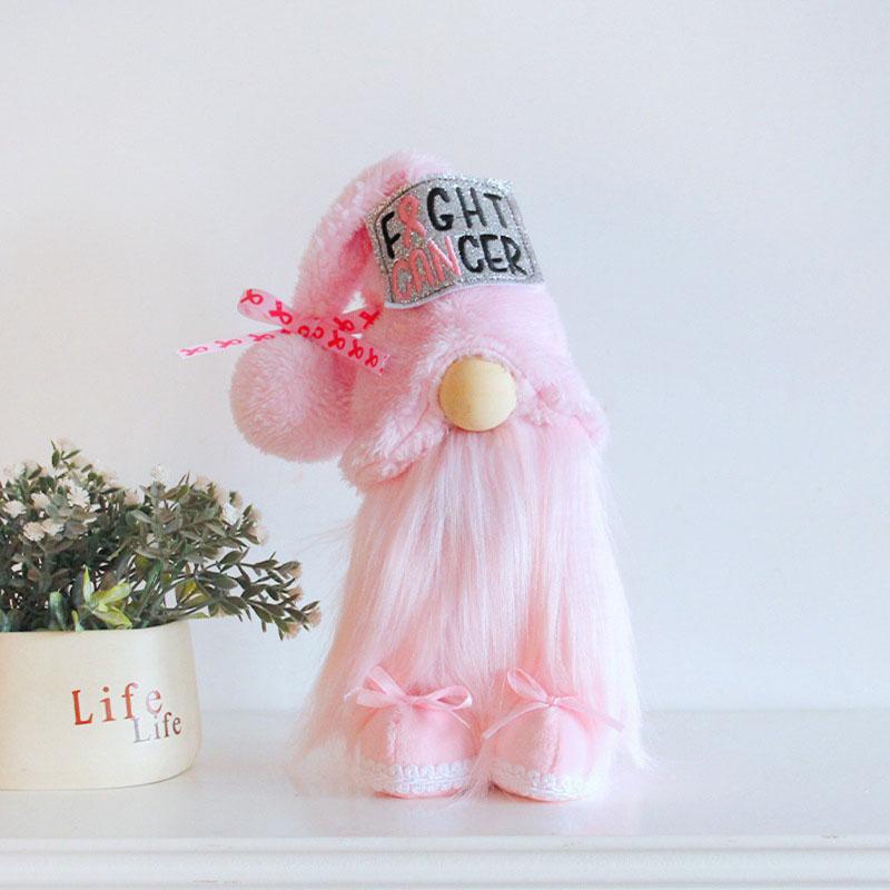 Faceless Dwarf Doll Fight Cancer Theme Plush Gnome Ornament Desktop Decoration For Women Breast Cancer Care Day Home Decor