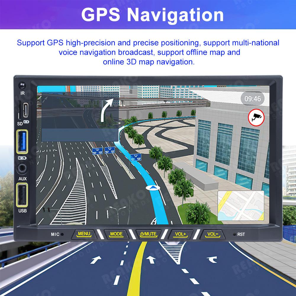 Reakosound 7'' Android Car Radio CarPlay Universal Car Gps Screen Adjustable 2 DIN Car Stereo Radio Navigation Player Head Unit