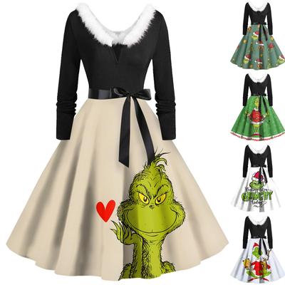 Женское повседневное и модное платье на молнии с длинными рукавами и v-образным вырезом в тон