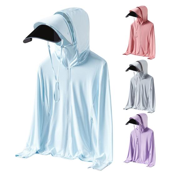 Women's Sun Protection Hoodie Jacket UV Blocking Long Sleeve Cooling Sun Shirt Casual Windbreaker Sportswear for Summer Outdoor Hiking