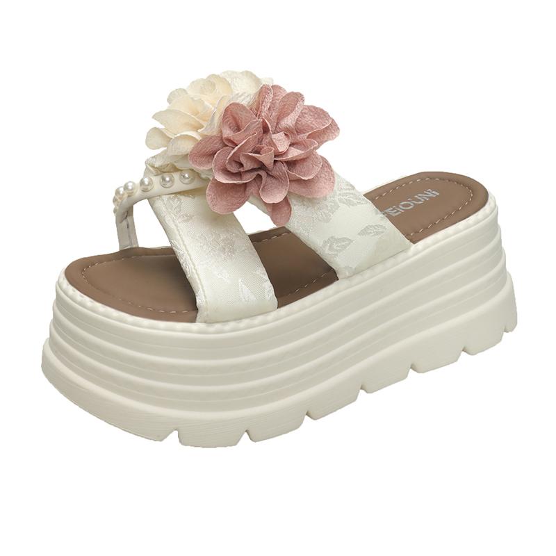 Fashion 7.5CM Heels Wedge Slides Sandals Women Casual Outdoor Slippers Female Summer Non Slip Beach Slipper Walking Chunky Shoes Woman