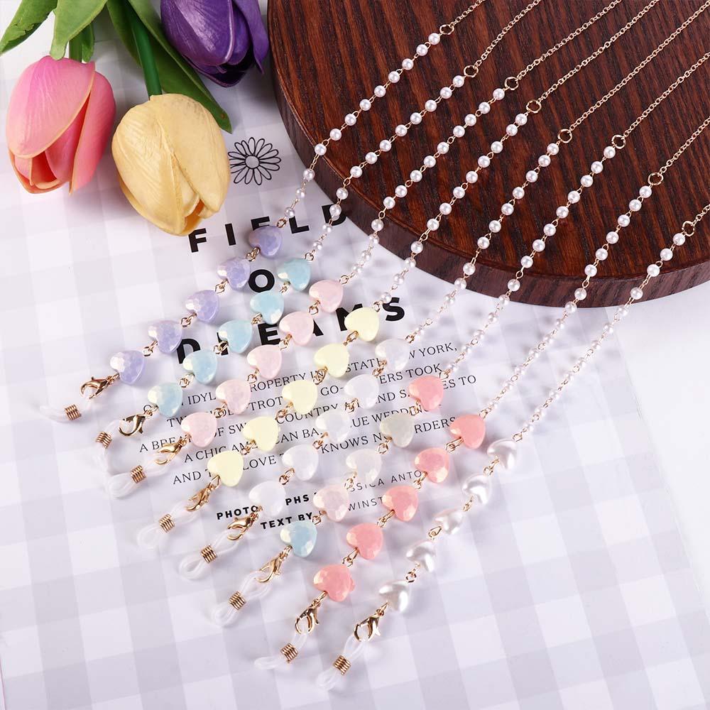 Neck Heart Shaped Pearl Sunglasses Chains Mask Anti-lost Chains Love Glasses Chains Spectacle Cord