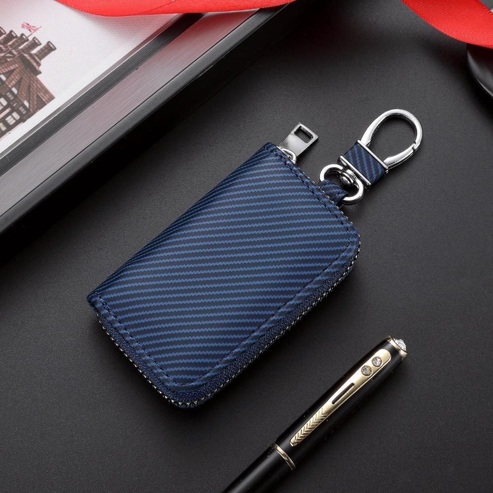 Twill PU Leather Mini Car Key Bag With Keyring Zipper Key Case Fashion Car Key Cover Men