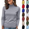 Women's Knitted Solid Color Long Sleeved High Neck Pullover Top