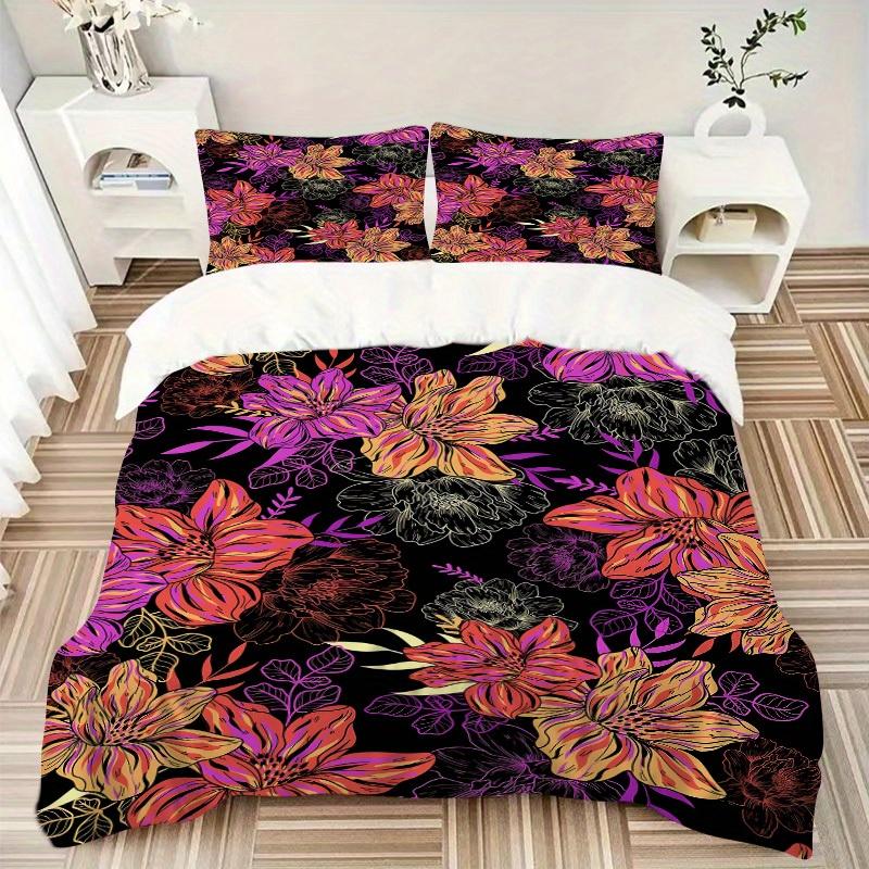 3pcs Floral Pattern Bedding Set, Breathable and Soft, Suitable for Bedroom Decor (1*Duvet Cover + 1/2*Pillowcases, No Core) yy250821157