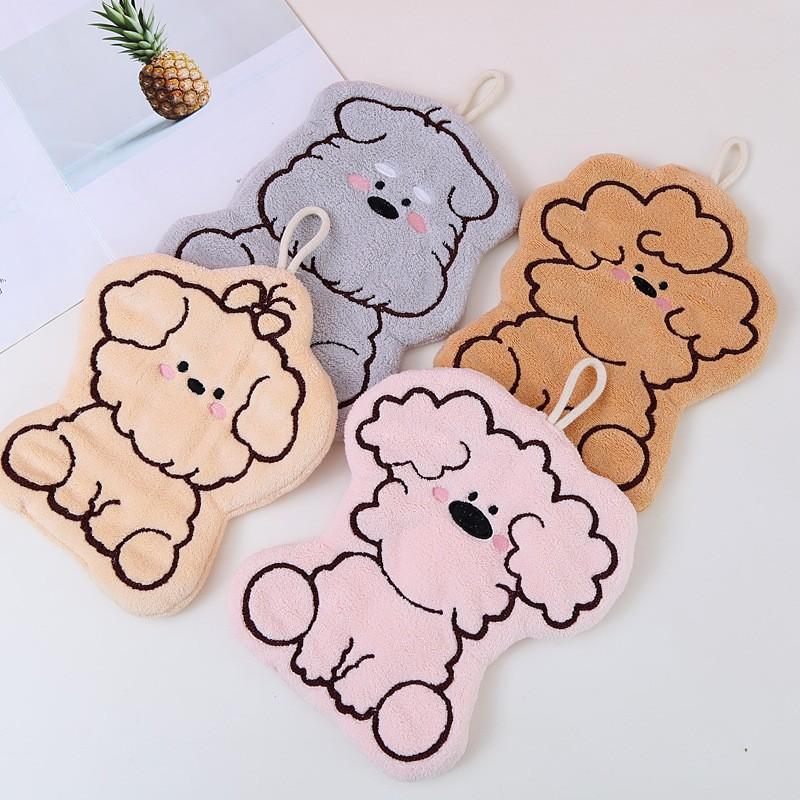 Щенок из кораллового флиса, ручное полотенце, подвесной тип, кухонная тряпка для ванной комнаты, двухслойная утолщенная мультяшная портативная нелиняющая носовая салфетка