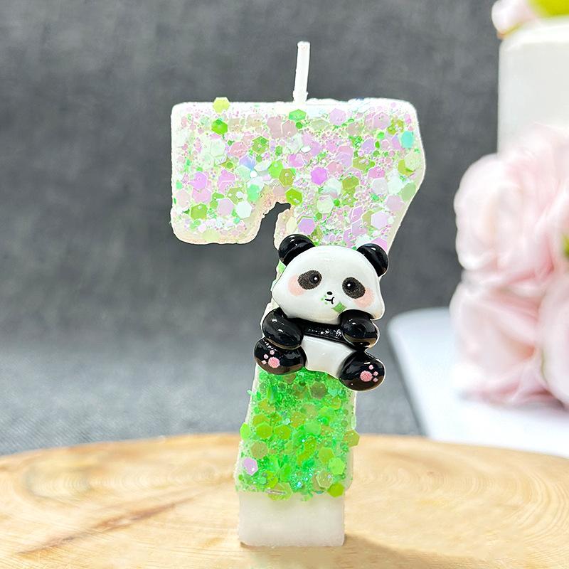 1PC Creative Digital Candles Cute Panda Birthday Cake Party Candle Party Atmosphere Candle Scene Decoration Suppliescor Number3