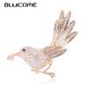 Unique Copper Bird Shape Brooches Corsage Luxury Gold Cubic  Animal Pin For Girls Party