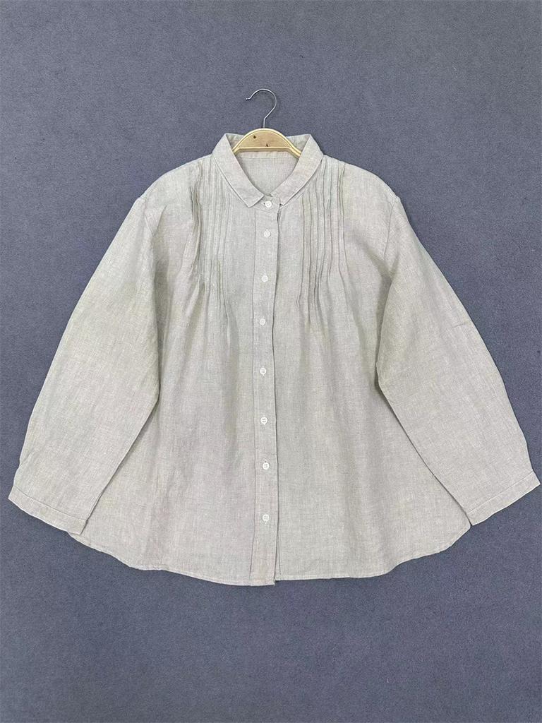 Johnature Осенняя женская японская рубашка с лацканами, повседневная простая свободная рубашка, топ, кардиган, винтажные топы