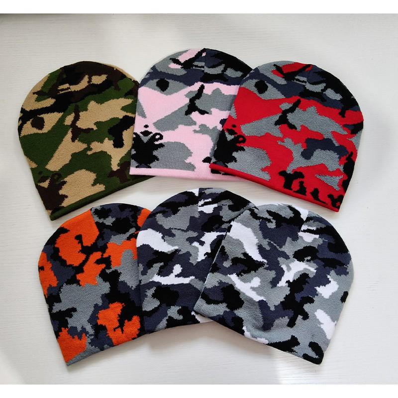 Camouflage Knit Beanie Warm Winter Outdoor Casual Hat Men Women