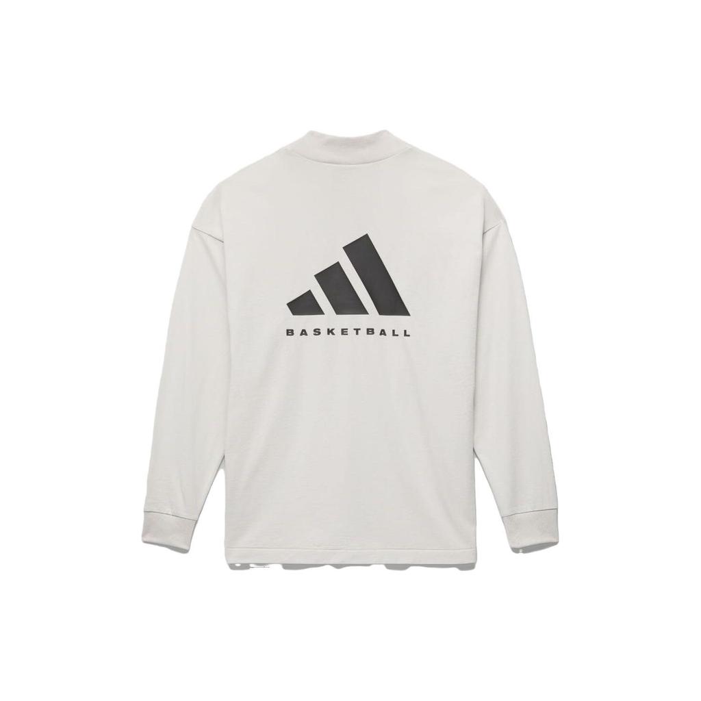 Adidas SS23 Solid Color Loose Fit Long Sleeve T-Shirt Unisex Tops Gray White IR8487