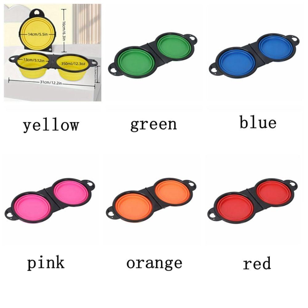 Портативная складная двойная миска для домашних животных, расширяемая миска для кормления, двойная миска для корма для собак и кошек