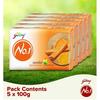 Godrej No.1 Bathing Soap Sandal & Turmeric Grade 1 Soap & Long-Sticked Fragrance, Combo Pack of 5 (по 100 г каждый)