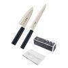 Kai Seki Magoroku Kinju Stainless Steel Left-Handed 4-Piece Japanese Knife Set: Deba 150mm, Sashimi 210mm, Sharpener, and Dishcloth