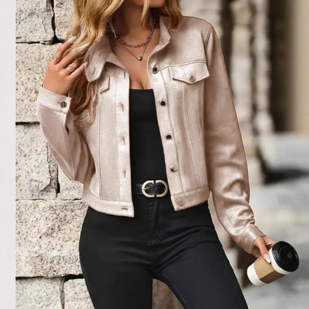 Fall Winter Women Suede Cropped Blazer Jacket Casual Trendy Outerwear For Women